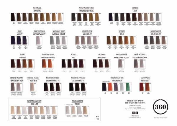 360 Professional Haircolor 100ml  High lifts and Toners
