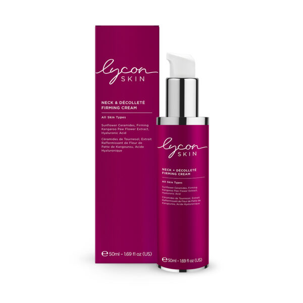 Neck + Décolleté Firming Cream available in 50ml and 5ml sachets